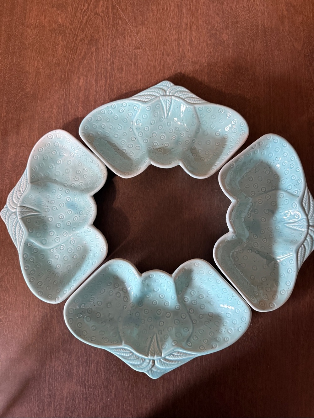 Set Of 4  Valley Vista California Pottery Blue Strawberry Serving Dish #310